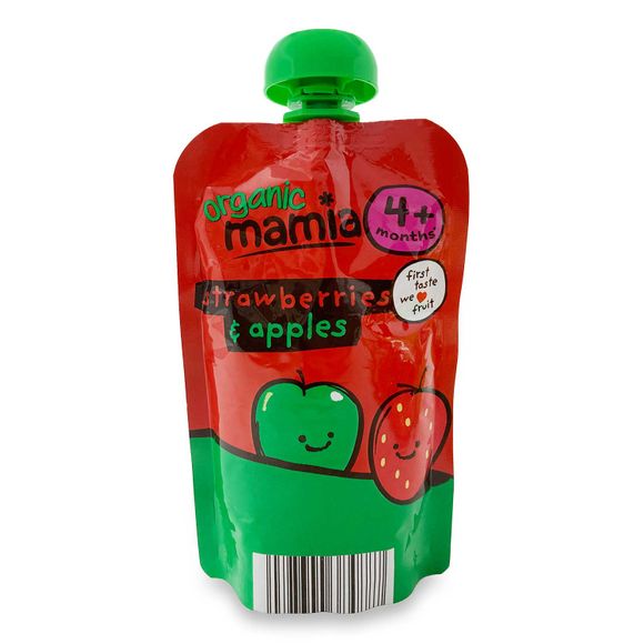 Mamia Organic Strawberries & Apples Fruit Pouch 120g